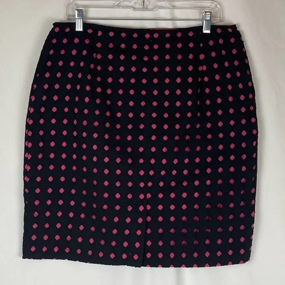 Tribal Black Pink Polka Dot Pure Cotton Skirt NWOT Size 12 Academia